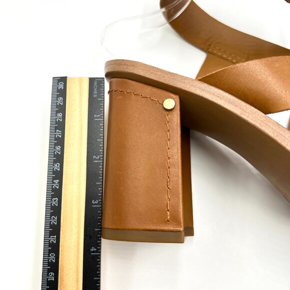 Franco Sarto Womens Size 11 Brown Leather Block Heels Sandals Shoes - Picture 12 of 14